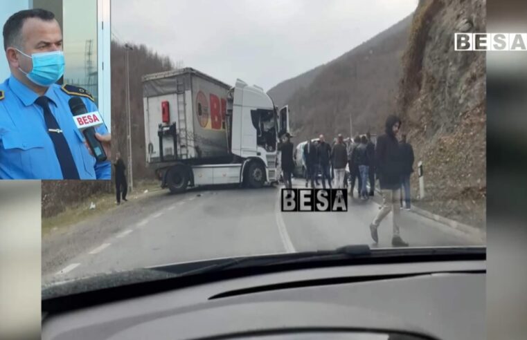 Përplasen një kamion dhe një veturë në “Carralevë”, lëndohet një person flet për Rtv Besa zëdhënësi Shaban Osmanollaj