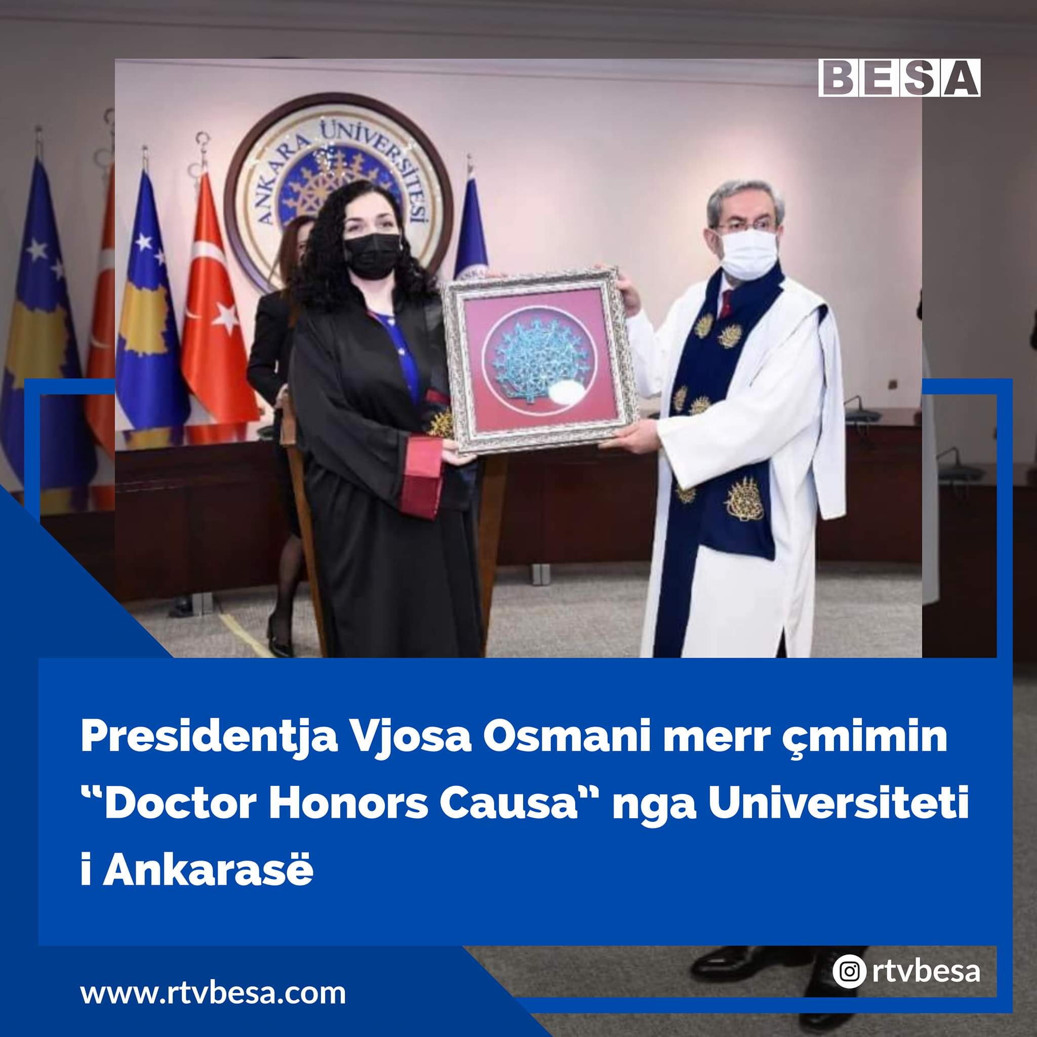 Presidentja Vjosa Osmani merr çmimin “Doctor Honors Causa” nga Universiteti i Ankarasë 🇽🇰🇹🇷