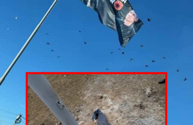 Dëmtohet “flamuri” me fotot e Hashim Thaçit dhe Kadri Veselit në Skenderaj