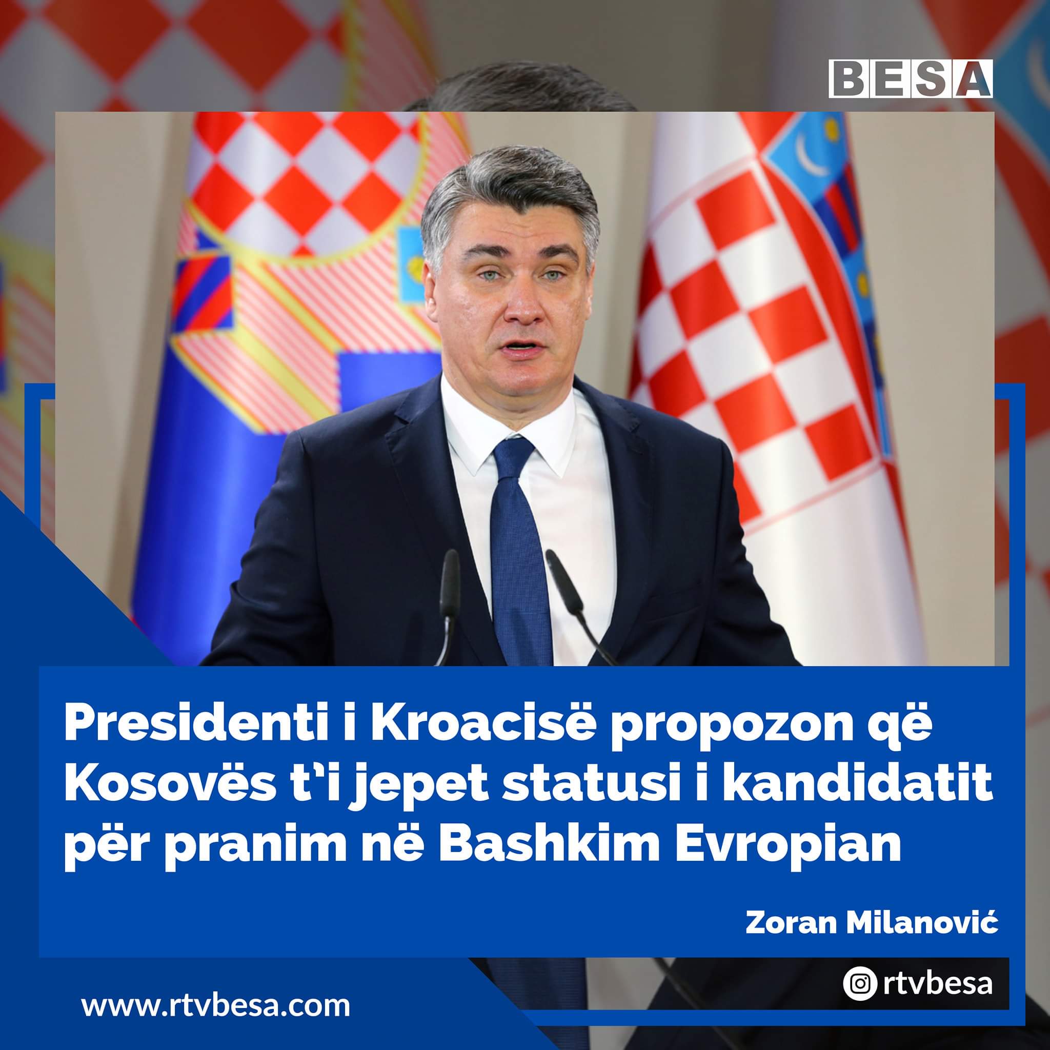 Mbështetje e fuqishme nga presidenti kroat