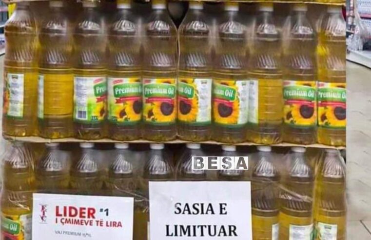 Veprim për të përshëndetur nga ETC Prizren, 1 litër vaj luledielli kushton 1.99 €