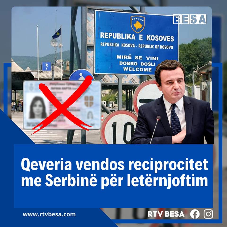 Qeveria vendos reciprocitet me Serbinë për letërnjoftim