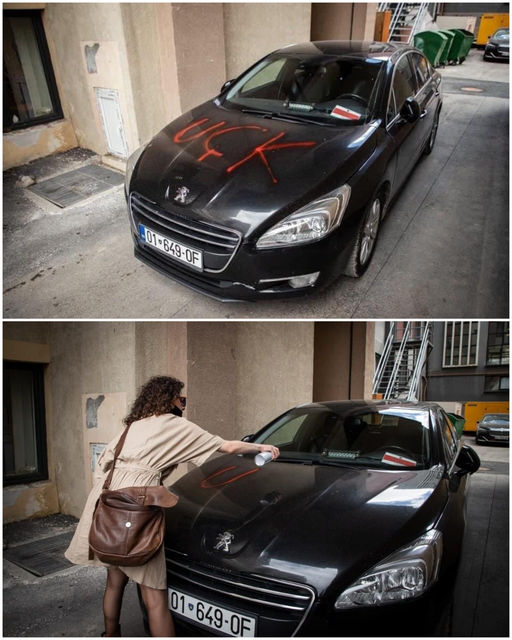 Aktivistja e PSD-së shkruan “UÇK” në veturën e ministrisë që drejtohet nga Gërvalla
