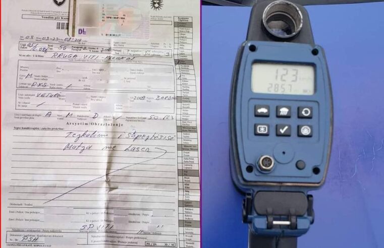 Në zonën e kufizimit 50 km/h zhvilloi shpejtësi 112 km/h, i konfiskohet patentë shoferi për tre muaj