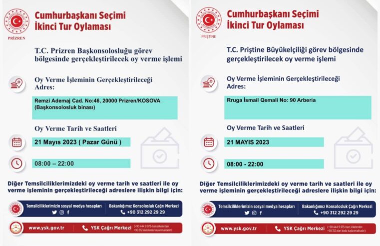 Ambasada Turke me njoftim për raundin e dytë të zgjedhjeve për shtetasit turq që jetojnë në Kosovë