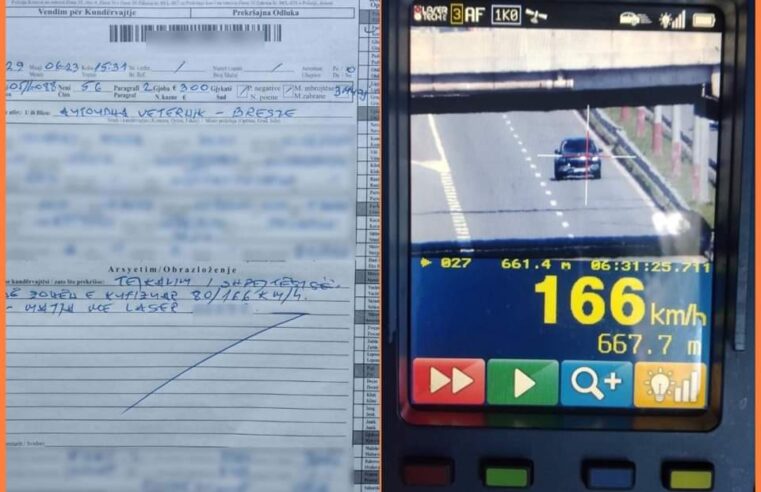 Vetura “Fluturon” me 166km/h në autostradë në zonën me kufizim 80km/h