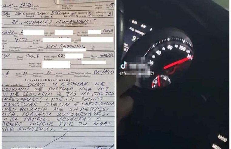 Postoj video në TikTok, shoferit gjobitet me 300 euro për tejkalim të shpejtësisë