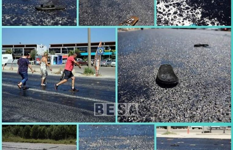 😮Ngjiten në asfalt papuçet e pushuesve në Ajdën të Turqisë nga temperaturat e larta që arrijnë deri në 41°🔥.