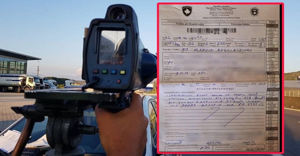 500 euro gjobë dhe 1 vit heqje e patentë shoferit, ngasësit në Ferizaj që tejkaloi shpejtësinë