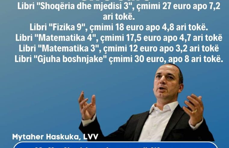 Mytaher Haskuka:Kalkulimi i çmimeve të librave me çmimet me të cilat kanë privatizuar tokat në Kosovë