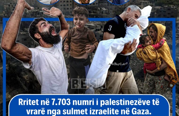 Rritet në 7.703 numri i palestinezëve të vrarë nga sulmet izraelite në Gaza