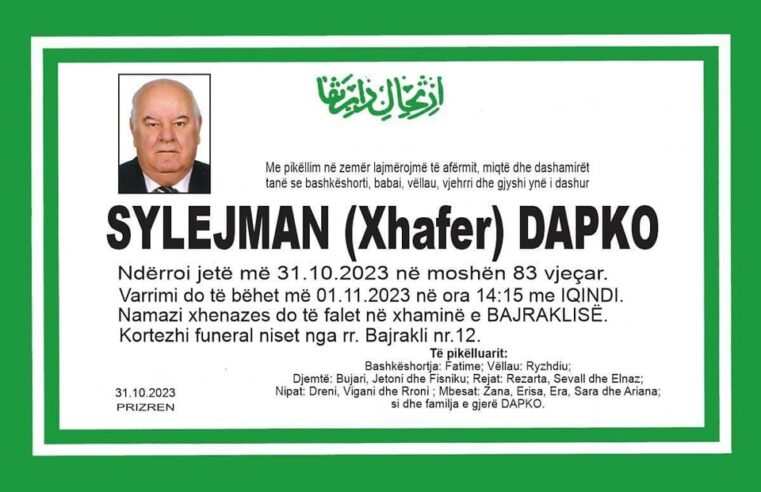 Ndërron jetë Sylejman Dapko, themeluesi i qebaptores së njohur “te Syla”, në Prizren
