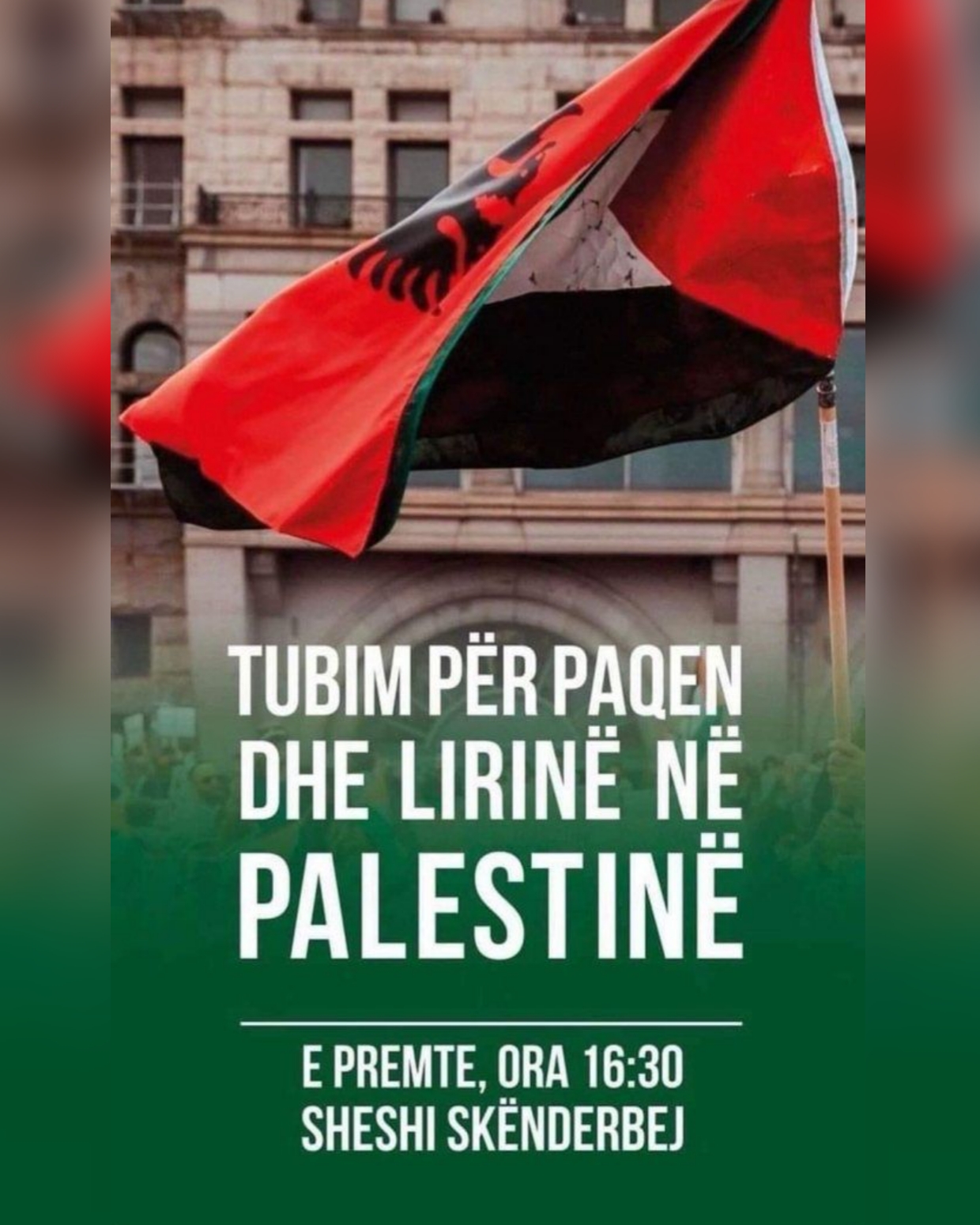 Tubime pro-PalestinÃ«s sot nÃ« ora 16:30 paralajmÃ«rohet edhe nÃ« TiranÃ« ðŸ‡¦ðŸ‡±