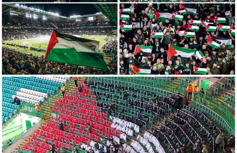 Tifozët e Celtikut me mbështetje të fuqishme për Palestinën në ndeshjen kundër Atletiko Madridit