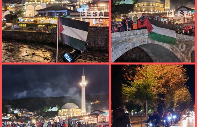 Solidarizim në Prizren në mbështetje për popullin e Palestinës nga Klubi i Biçiklistëve “Pro Bike Prizren”