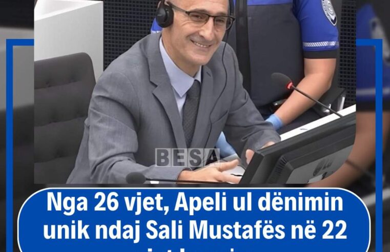 Mustafa dënohet me 22 vjet burgim nga Apeli i Gjykatës Speciale