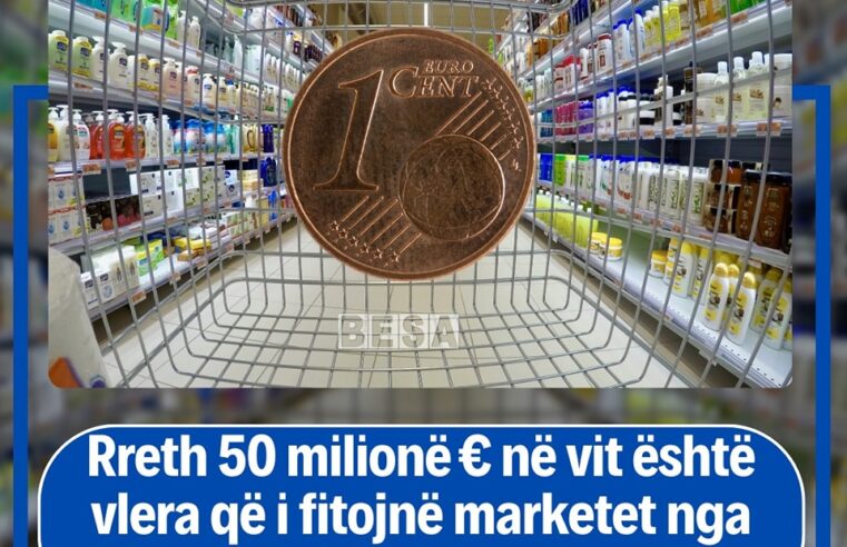 Rreth 50 milionë € në vit është vlera që i fitojnë marketet nga moskthimi i “kusurit” 1 centëve